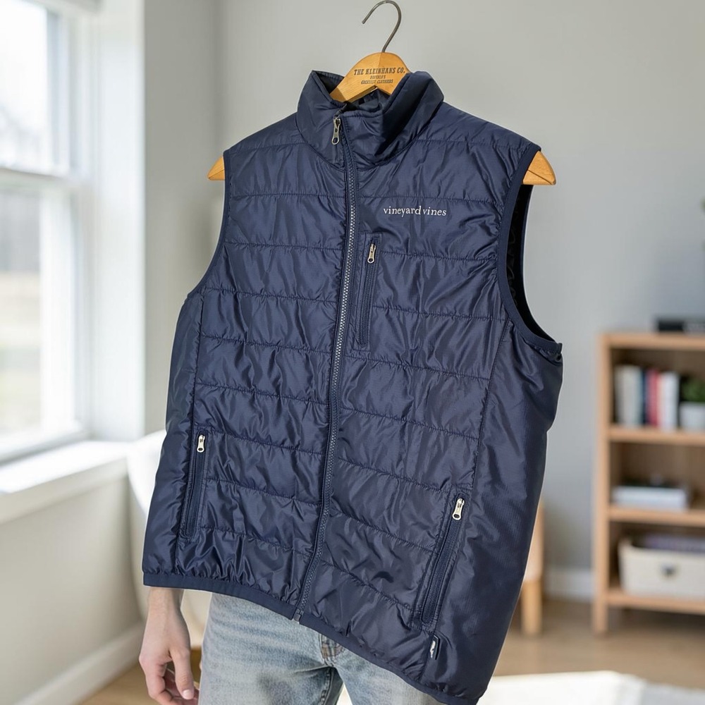 Vineyard Vines Kids XL 18 Navy Blue Quilted Puffer Vest 3O1017